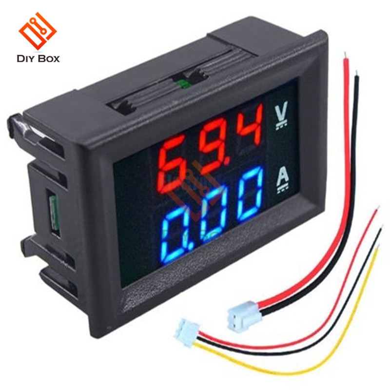 0.56 "pouce Mini voltmètre numérique ampèremètre DC 100V 10A volts ampèremètre ampèremètre testeur de tension LED câble d'affichage connecteur