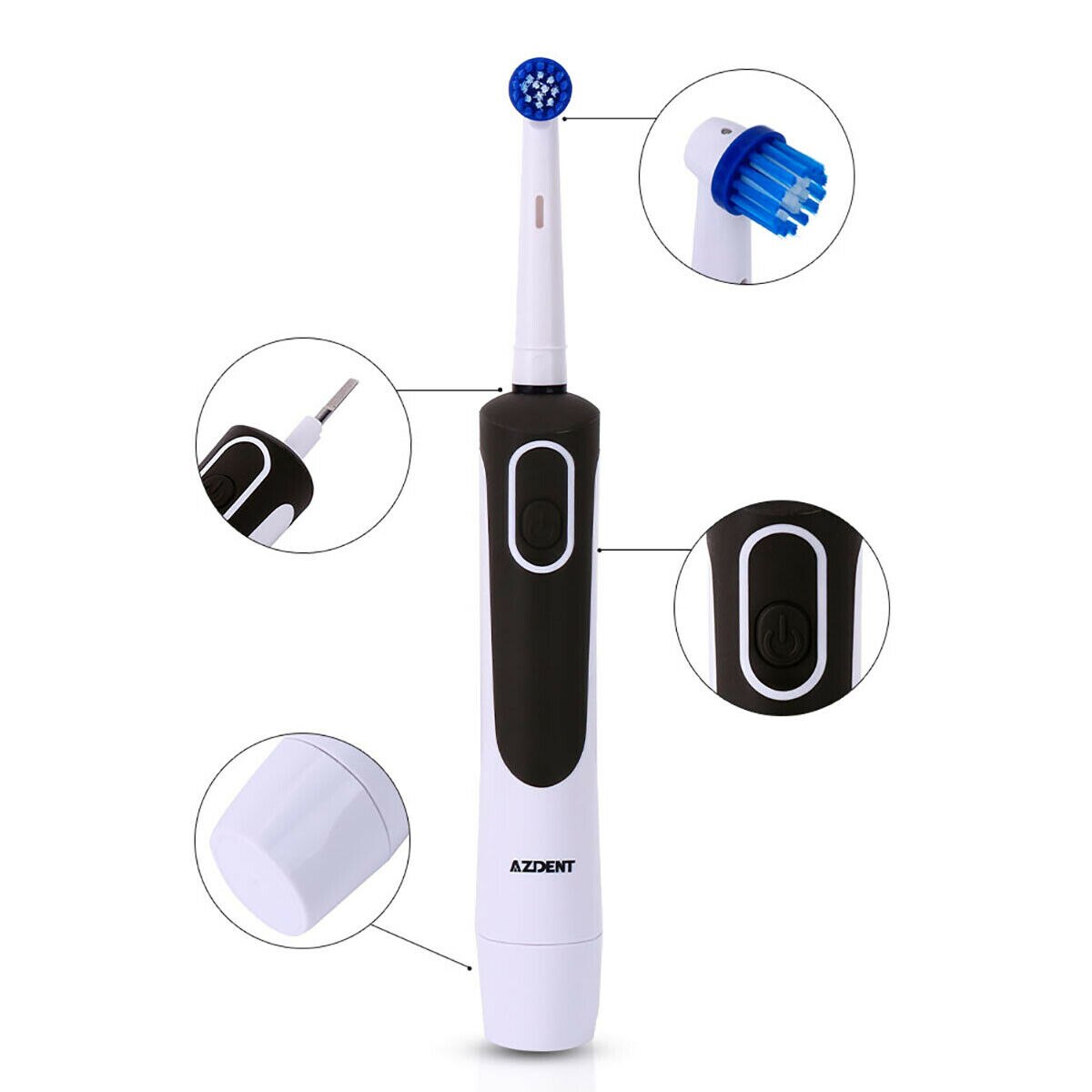 AZDENT Electric Toothbrush + 4* Oral-B Brush Head IPX4 AZ-2Pro(TB09) Black 88g