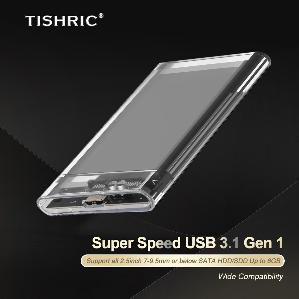 TISHRIC External HDD Case USB 3.0 SATA Type-c Hard Disk Case Adapter Hard Drive Enclosure 2.5" Up to 6GB SDD Case/Box