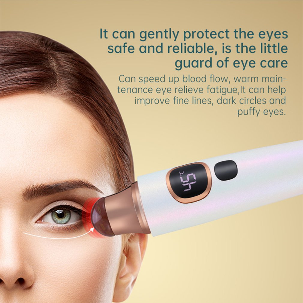 Eye Massager Wand With 40℃ Heat Sonic Vibration For Dark Circles Puffiness Eye Fatigue Anti-wrinkle Facial Massager