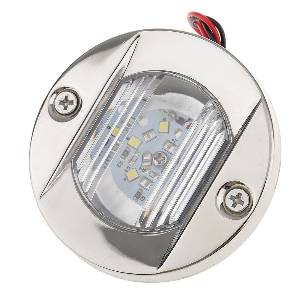 12V Round Marine Navigation Light Stainless LED Transom Mount Stern Anchor Lights Flush Mount, Waterproof, Dia. 75mm