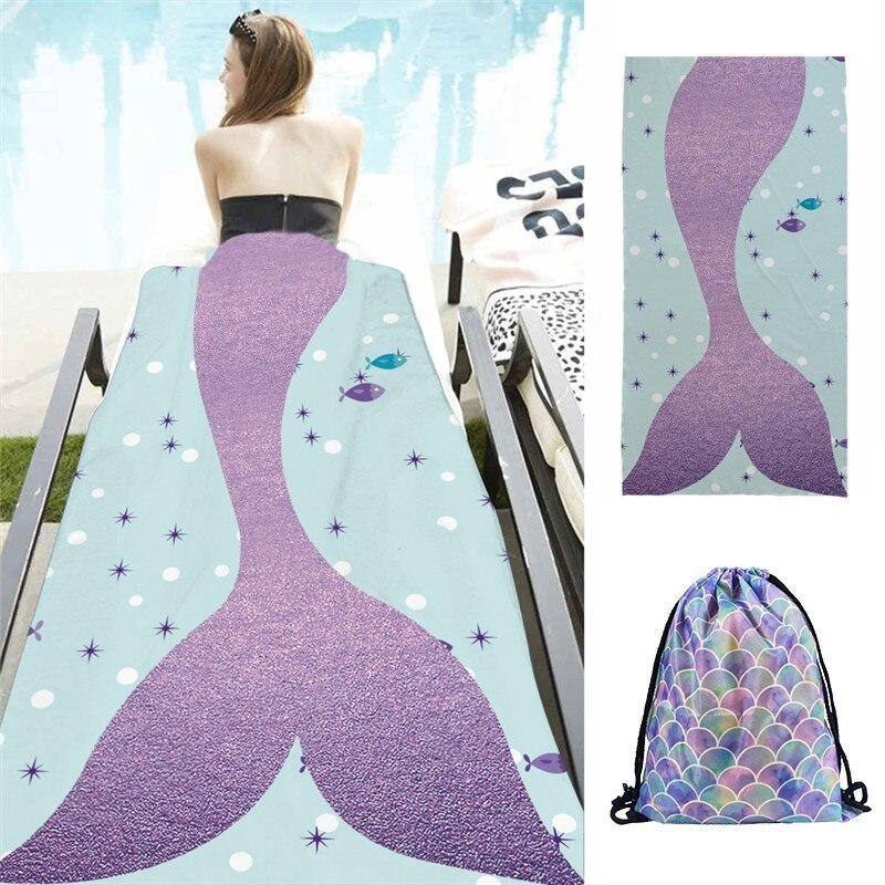 Dunne Microfiber Zachte Strand Handdoeken Mooie Kleurrijke Schaal 3d Print Douche Reizen Handdoek Rechthoekige Strandlaken Met Tasje: 1 Towel And 1 Bag D