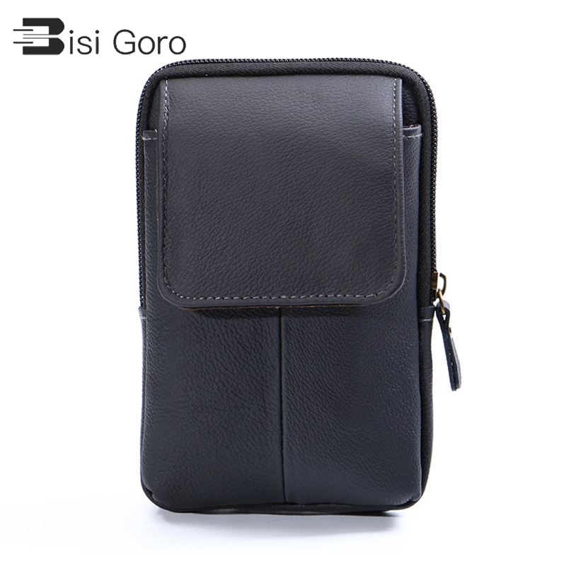 BISI GORO Pu Leather Fanny Pack Phone Coin Card Waist Bag Multi-function Outdoor Fanny Pack Unisex Belt Bags Waist Packs