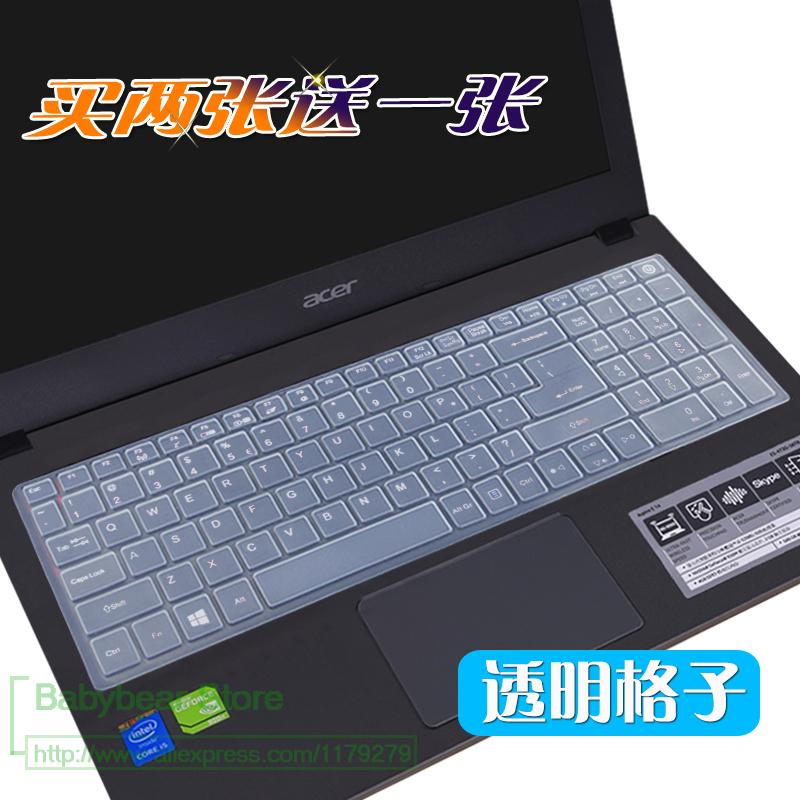 15 tommer tastatur silikonetastaturbeskyttelsesdæksel til acer aspire  e15 e 15 e5-573g 532 522 v3-574 f5-572 tmp 257 e5-573 e5 573g: Gennemsigtig