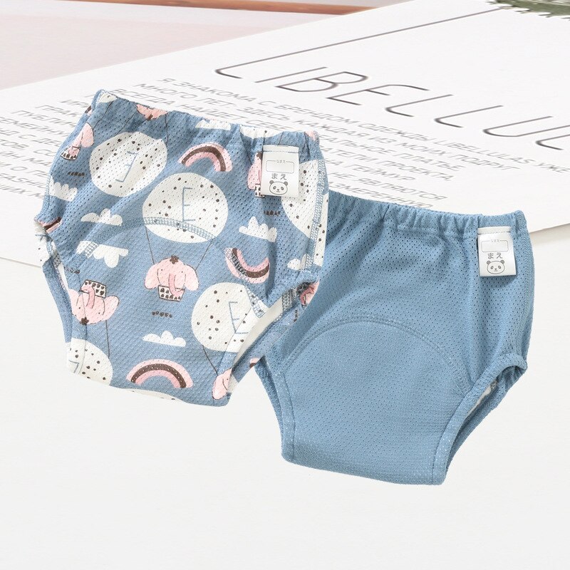 Bragas de aprendizaje para niños, pañal de tela lavable 100% algodón, 4 capas de gasa, transpirable, reutilizable, entrenamiento de inodoro: elephant / 90(8-12kg)