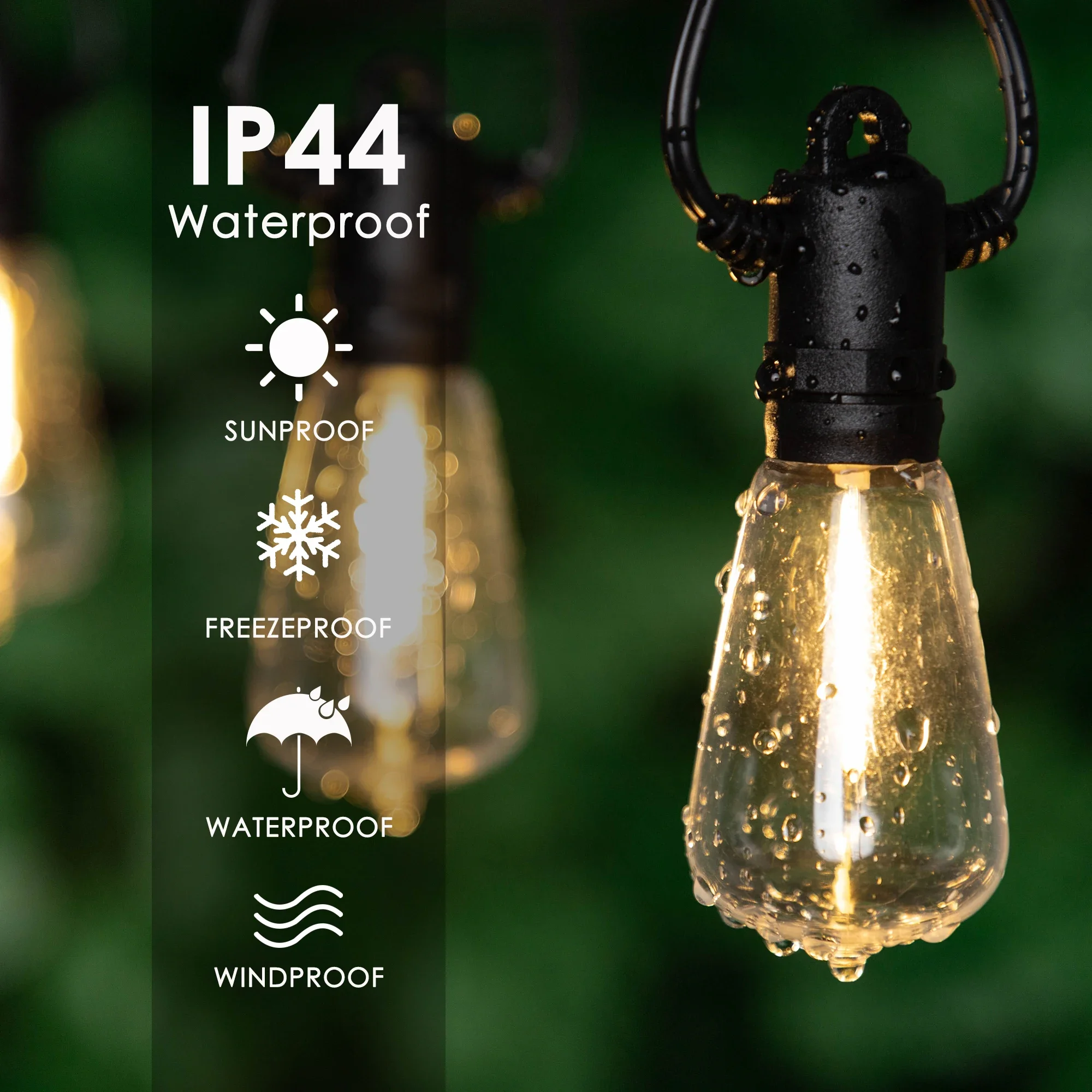 Waterdichte buitenverlichting op zonne-energie voor de tuin  st38 1200 led-verlichting op zonne-energie, slinger, onbreekbaar 25ft 32ft straatverlichting op zonne-energie