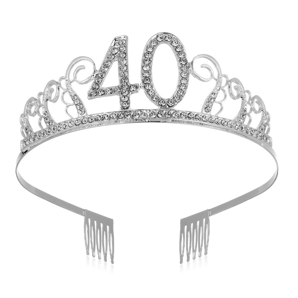 Décorations de fête d'anniversaire pour adultes, 30, 40, 50, diadème en cristal, couronne de princesse, accessoires, décoration de joyeux 30 ans: 40