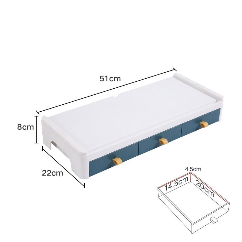 Multifunction Monitor Stand Table Desktop Computer Screen Riser Lockers Desk Organizer Stationery Books Storage Office Supplies: Single blue