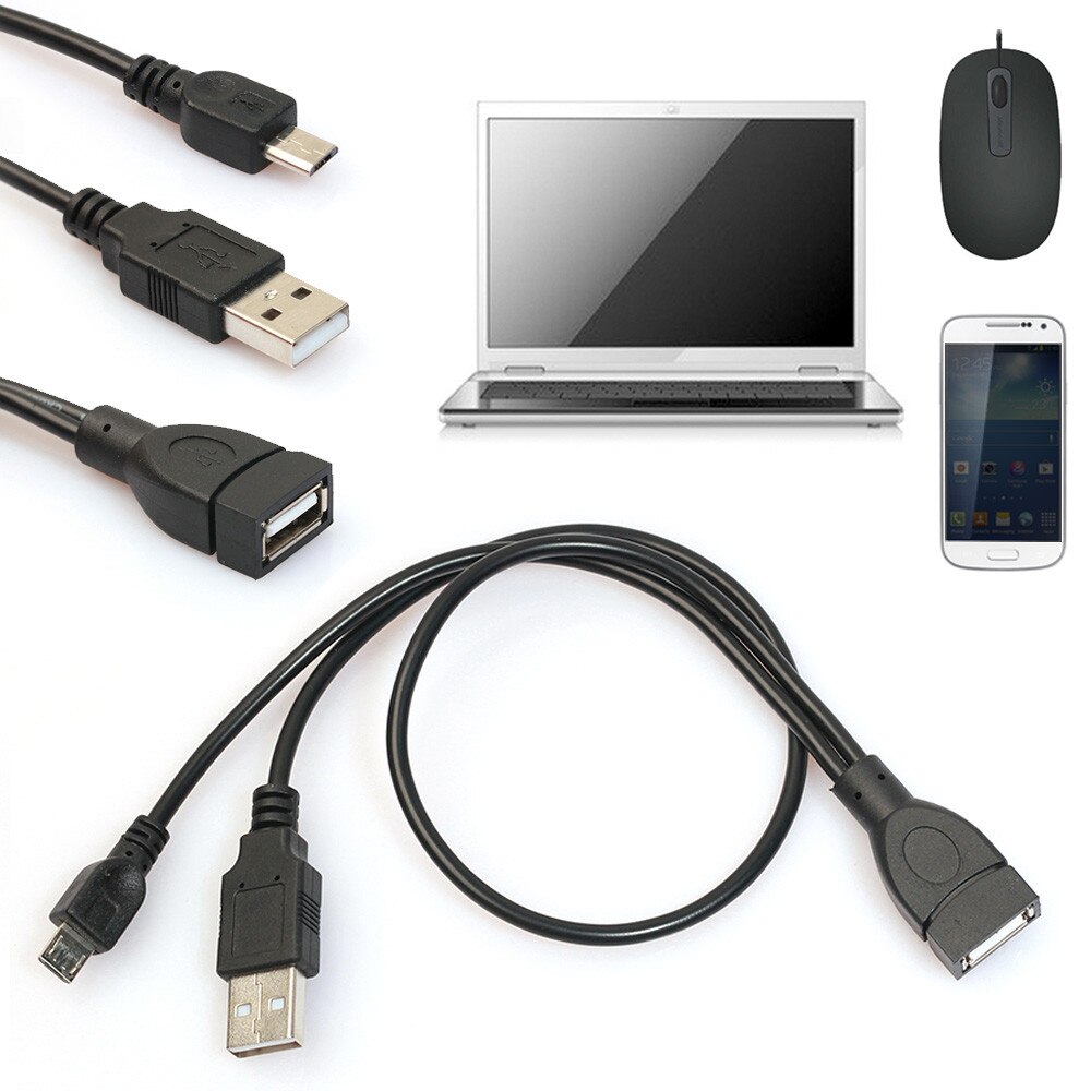 Carprie 2 In 1 Otg Micro Usb Host Power Y Splitter Usb Adapter Naar Micro 5 Pin Man Vrouw Kabel