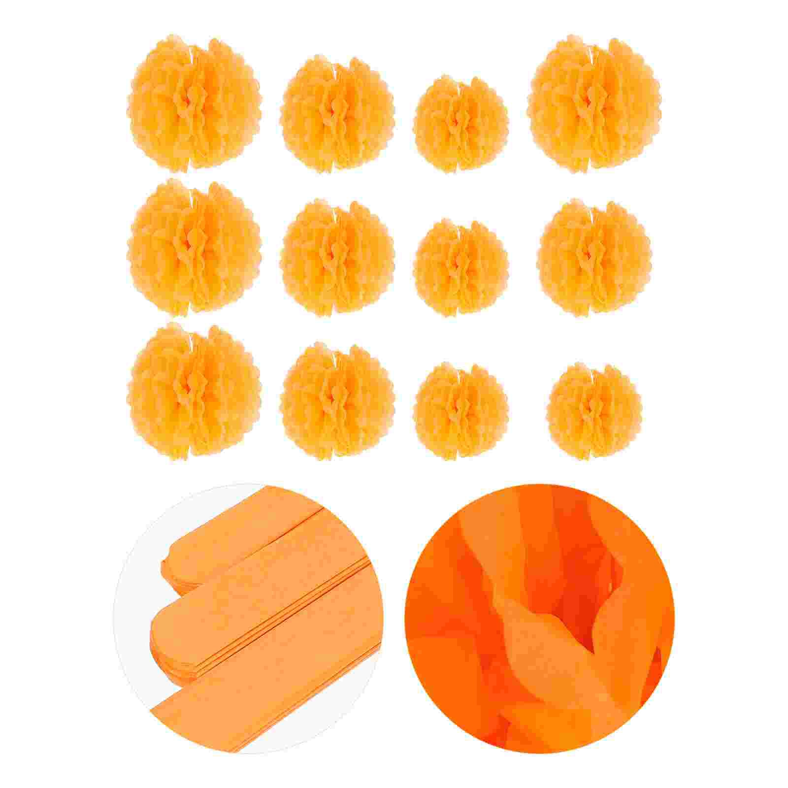 12pcs Hanging Paper Pom Flower Balls Wedding Flower Balls Decors Party