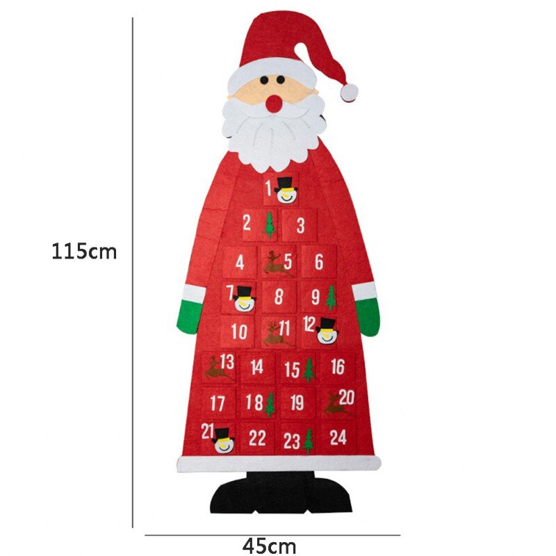 1PC 24 Days Xmas Countdown Christmas Decor Product Christmas Advent Calendar Wall Door Hanging Santa Advent Calendar