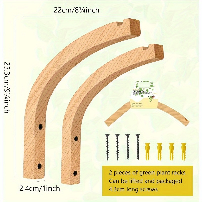 1/2pcs, Plant Hanger, Wall Planters For Indoor Plants, Wooden Wall Mounted Hanging Plant Hooks, Basket Hooks