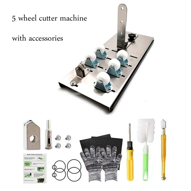 Glass Bottle Cutter Adjustable Sizes Metal Glassbottle Cut Machine Crafting Wine Bottles Decorations Cutting DIY Household Tools: 5 wheel accessories