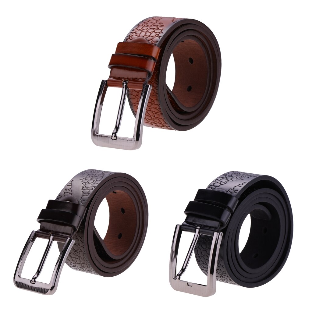 Mens Leather Belt Waist Strap Belt Pin Alloy Buckle Trousers Belt