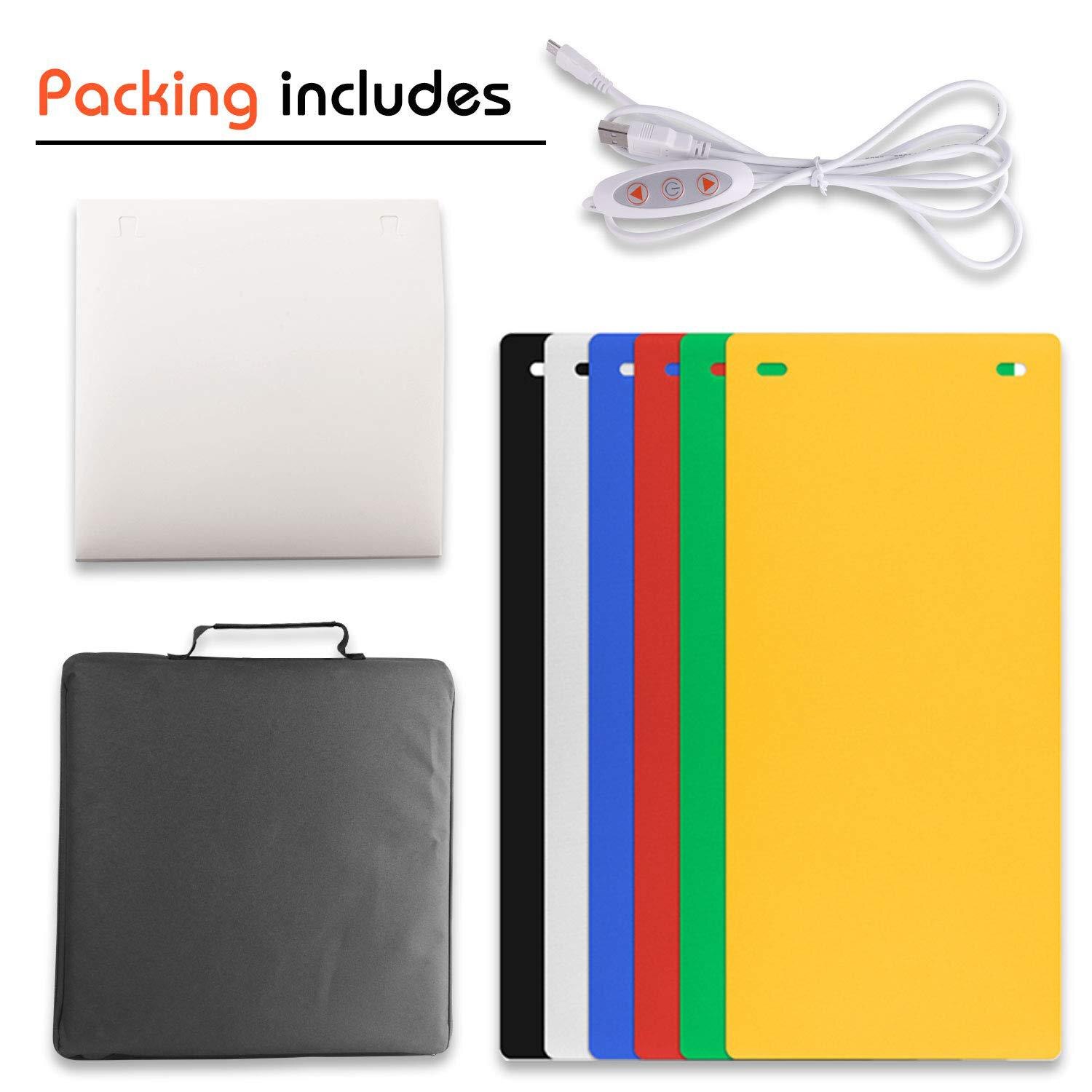 Tragbare Falten Leuchtkasten 40*40 Fotografie Foto Studio Softbox Einstellbare Helligkeit Licht Kasten W/ 6 Farbe Hintergrund 2 LED licht