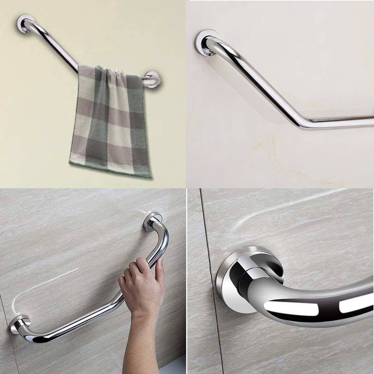 Stainless Steel Safety Grab Bar Bathroom Towel Rail Mobility Support Grip Handle Shower Assist Handle for Handicap and Elderly
