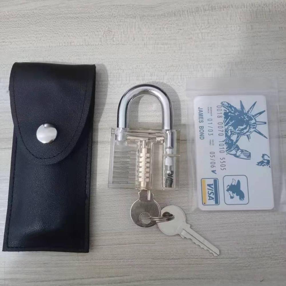 Practice Lockpicking Tool Set with Transparent Practice Lock Locksmith Tools,Tension Wrench Pick Tool: A set