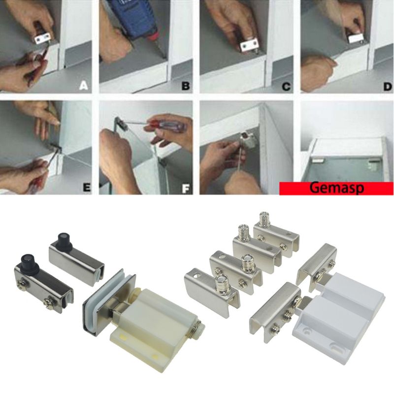 1Set Stainless Steel Single/Double Glass Door Hinge Free Opening Up and Down Shaft Hinges Cabinet Door Furniture Hardware