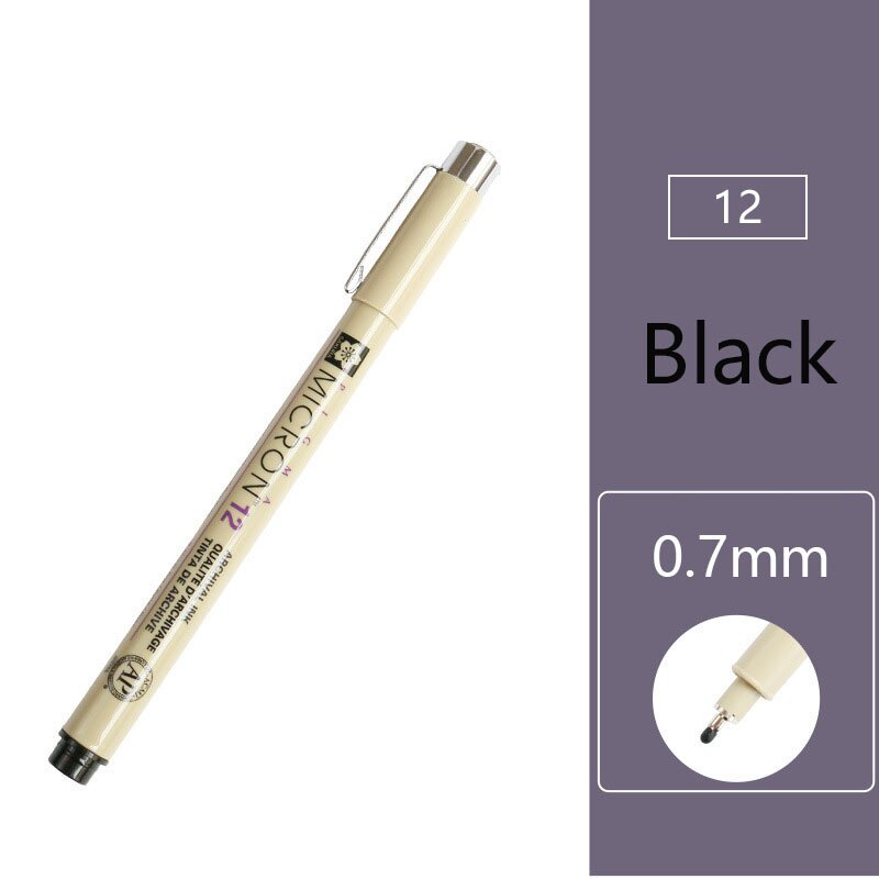 Waterproof Sketch Micron Comics Art Marker Pen Pigment Liner Water Based Drawing Handwriting School Office Japanese Stationery: 12