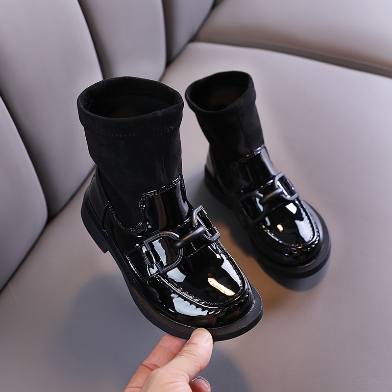 Herbst und Winter Mädchen Beiläufige Kurze Stiefel Helle Leder Prinzessin Stiefel Leder Schuhe freundlicher Schuhe