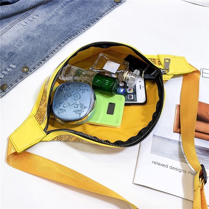 Dames letter print pvc heuptas heuptas reis heuptas portemonnee borsttas