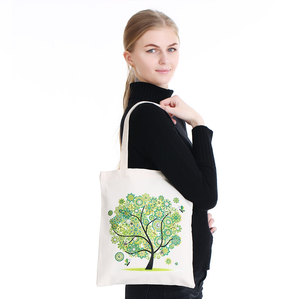 Diamant Schilderen Tote Bag Herbruikbare Duurzaam Diy Diamant Art Handtas Opvouwbare Opbergtas Kruissteek Borduren Kit Art Craft
