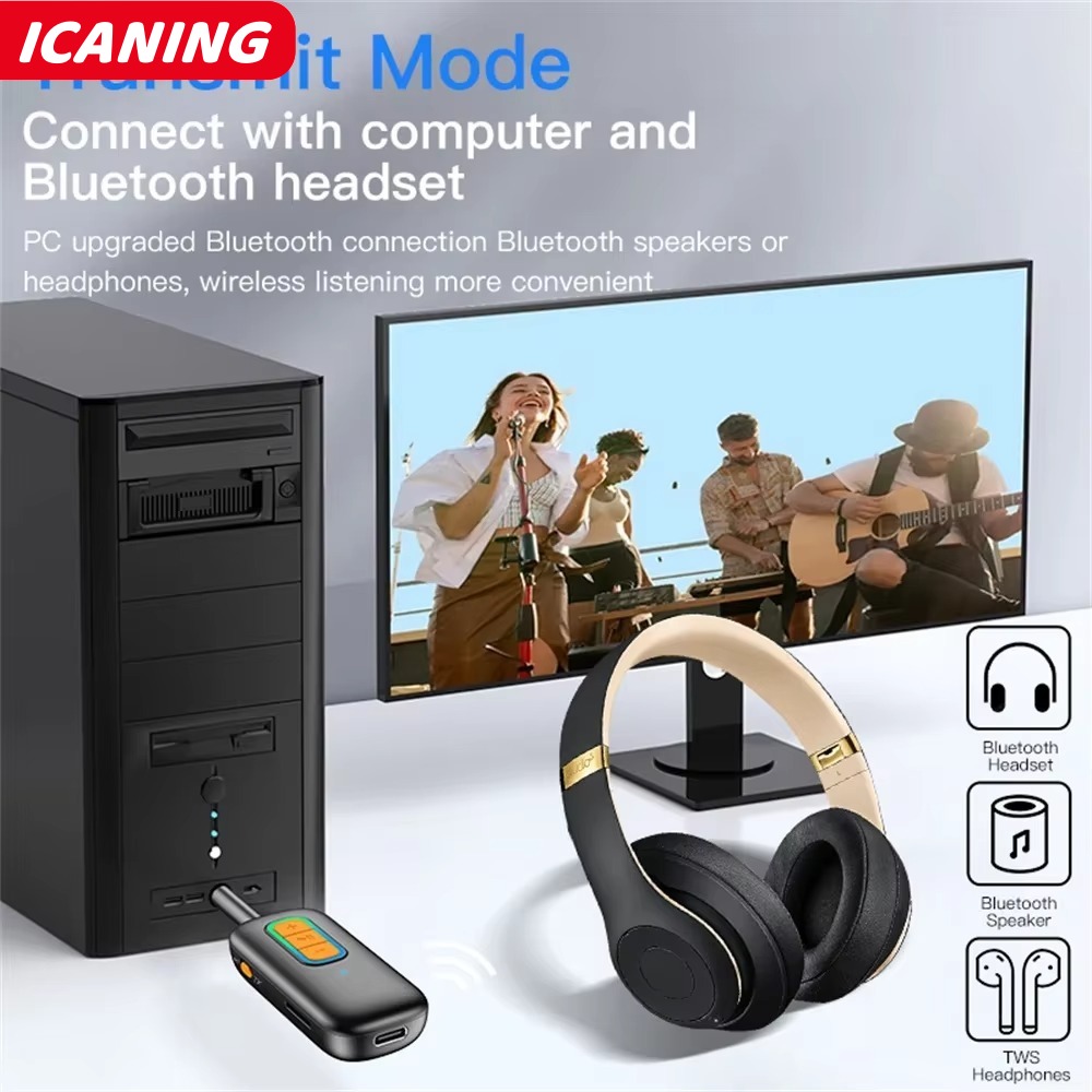Wireless Bluetooth 5.4 Audio Transmitter and Receiver 3.5mm Aux Audio Adapter Bluetooth Transmitter for TV Car Headphones