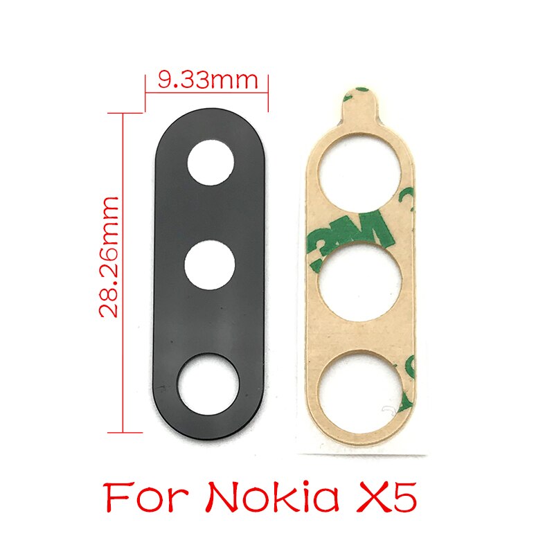 couvercle d'objectif en verre pour caméra arrière pour Nokia 5 6 8 7 Plus X5 X6 X7 avec pièces de rechange autocollantes: For Nokia X5 Black