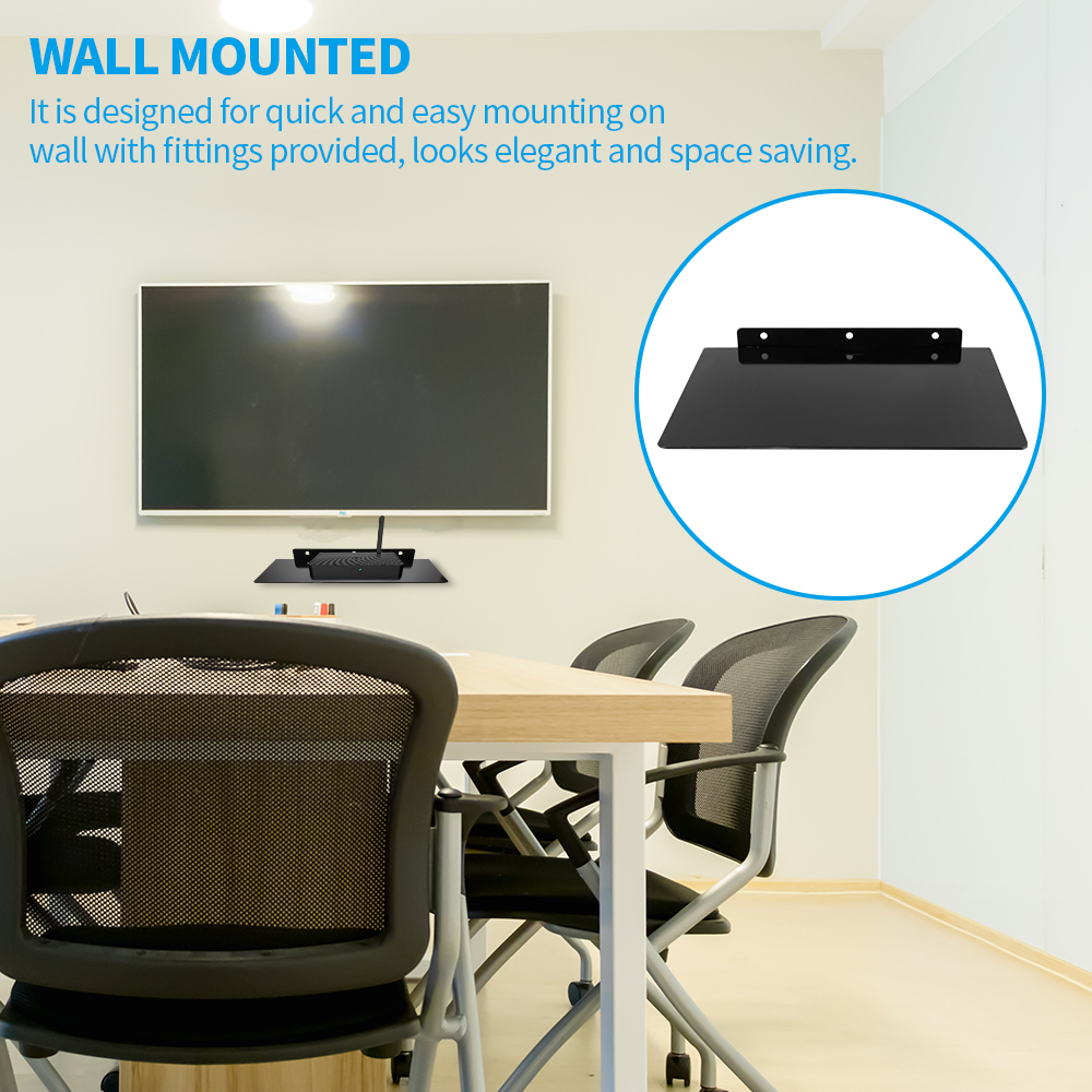 Support de décodeur en verre étagère pour lecteur DVD mural étagère flottante en verre noir étagère pour décodeur en verre trempé