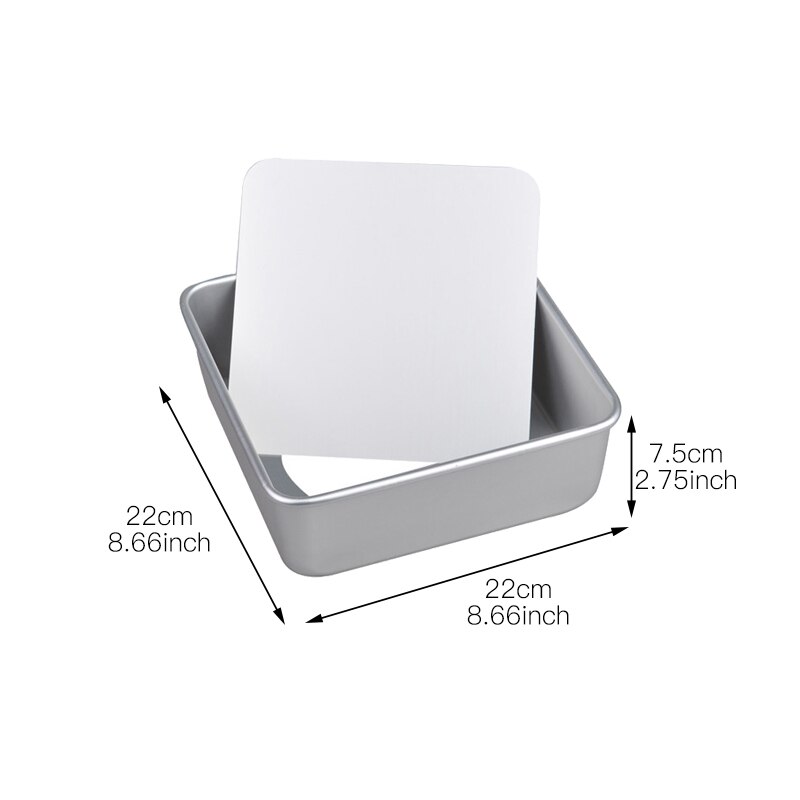 1set Aluminum Alloy Square Cake Mould Cake Baking Pan Pudding Cheesecake Mold Set with Removable Bottom: 8inch