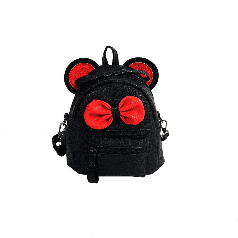 girl shoulder bag Cartoon backpack dual-use small Diagonal School bag children cute bow small backpack mochilas escolares: black