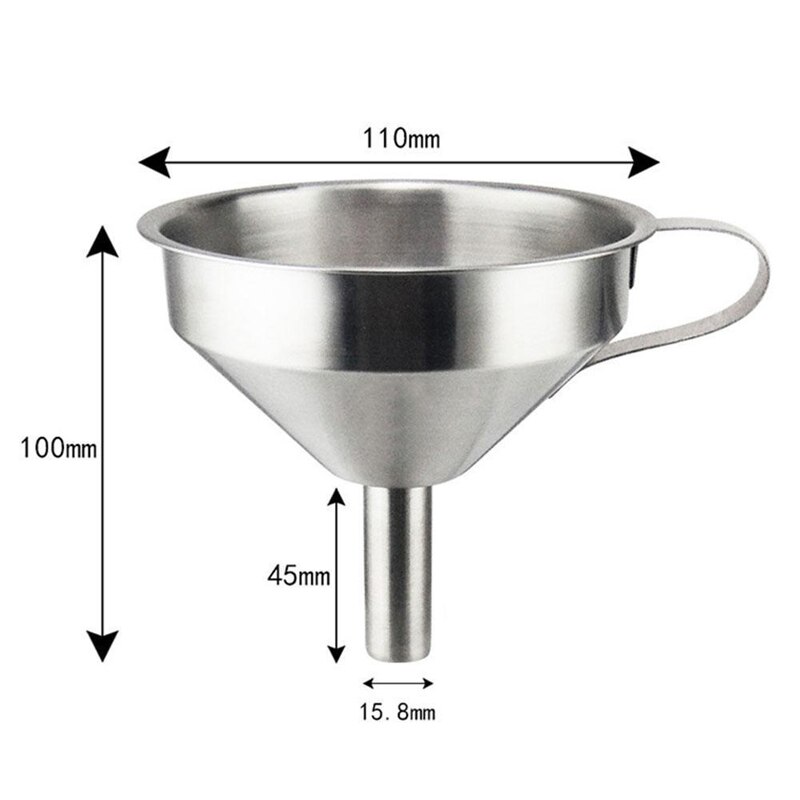 Embudo de acero inoxidable cocina embudo metal embudo para aceite y líquidos filtro extraíble cocina gadgets Accesorios de herramientas de cocina: Small