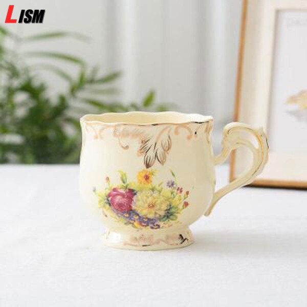 Ceramic Cups And Saucers Bone China Tea Cup Set Flower Printed Home Mug Set Porcelain Tea Cup & Saucer Sets: style 2