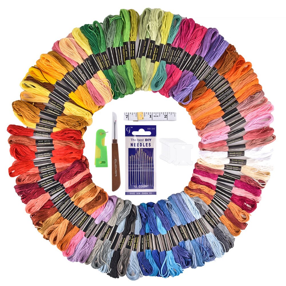 Borduurwerk DMC Draad 100 Kleuren Polyester Borduurgaren Kit Katoen Kruis Naald Craft Naaien Floss kit DIY Naaien Gereedschap: 100 Floss - Tool
