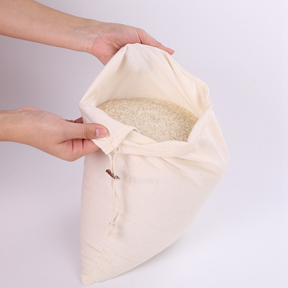 Cotton Drawstring Bag Beam Shopping Bag Fruit Vegetable Grain Seed Storage Pocket Reusable Bread Squeeze Bag Small Coin Purse