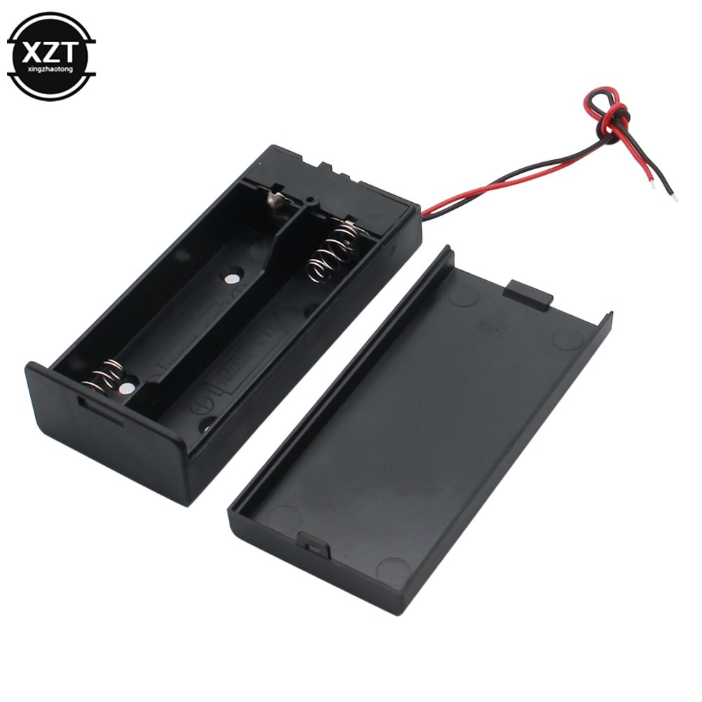 3.7V 2X18650 Batterij Houder Storage Case Box Met Aan/Uit Schakelaar Knop Met Pin Kabel Connector zwart