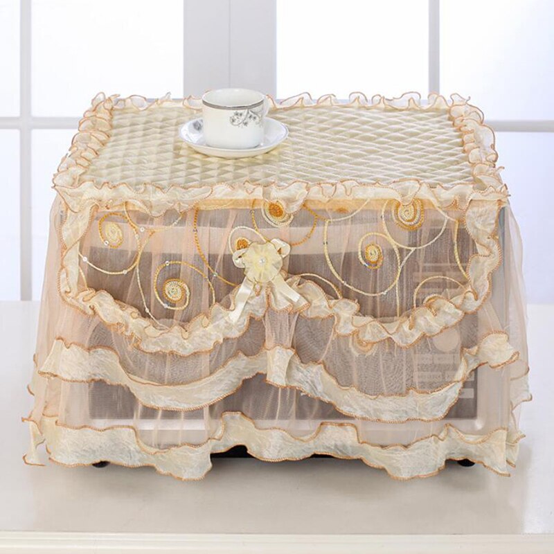 Microwave Oven Lace Covers Dust-Proof Microwave Oven Case Flower Pattern Durable Microwave Covers Protective Household Supplies