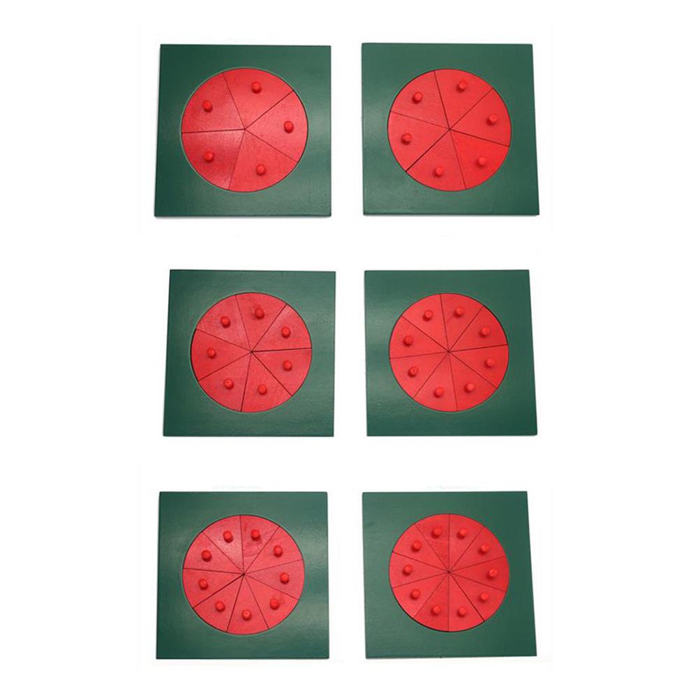 Wooden Fraction Circles 1-10 Counting Fractions Educational Wood Toys