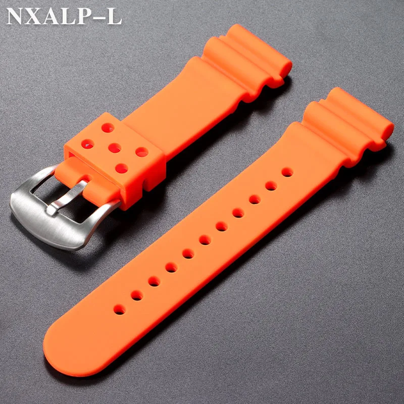 20mm 22mm Bracelet de montre en Silicone pour Seiko SKX007 SKX009 plongée 007 SRP777J1 Prospex Bracelet de montre hommes femmes Bracelet de Sport étanche: orange / 22mm