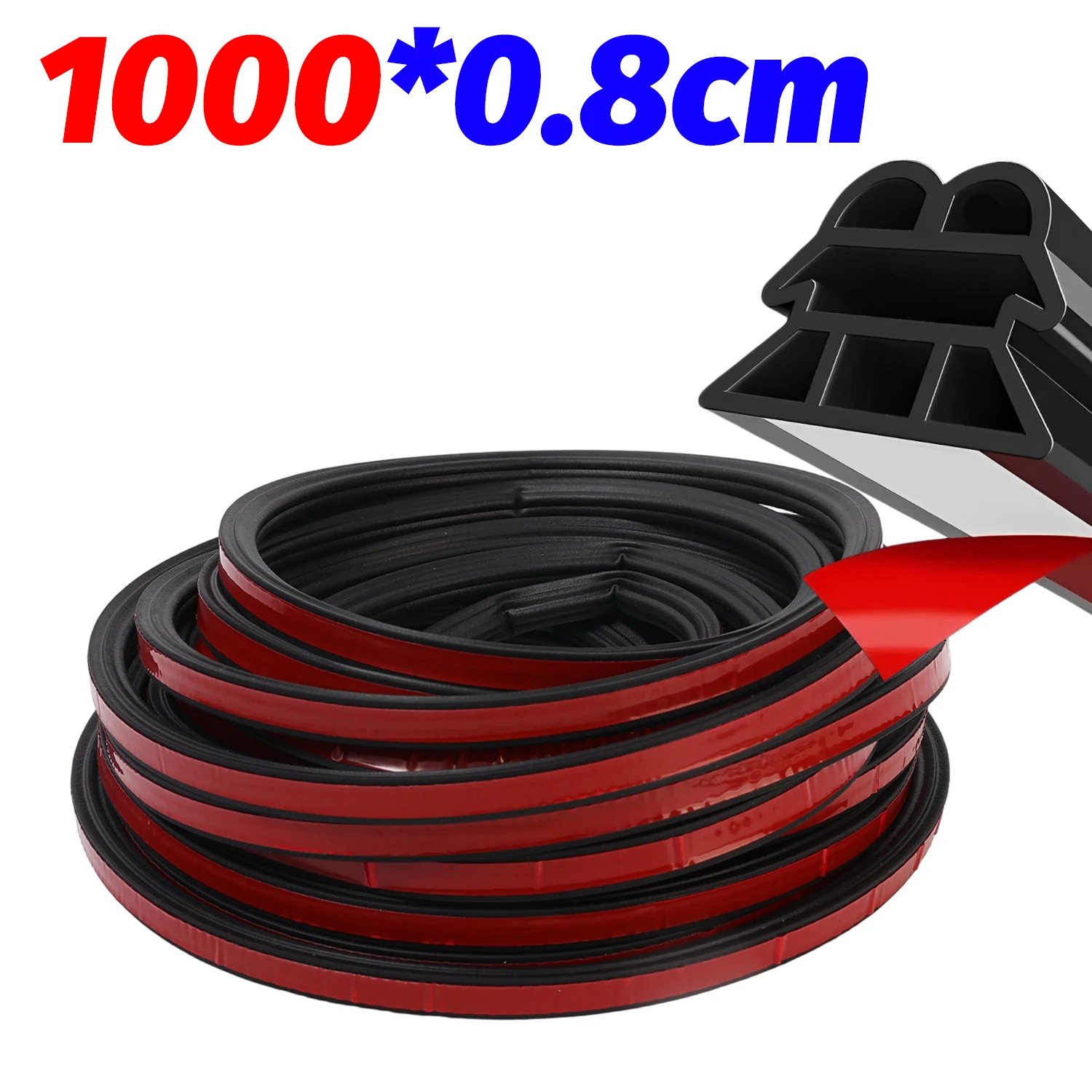 3-Layer Car Sealing Strip 1/5/10M Auto Truck Door Frame Seams Corners Waterproof Sound Insulation Noise Reduction Rubber Strip: Blue
