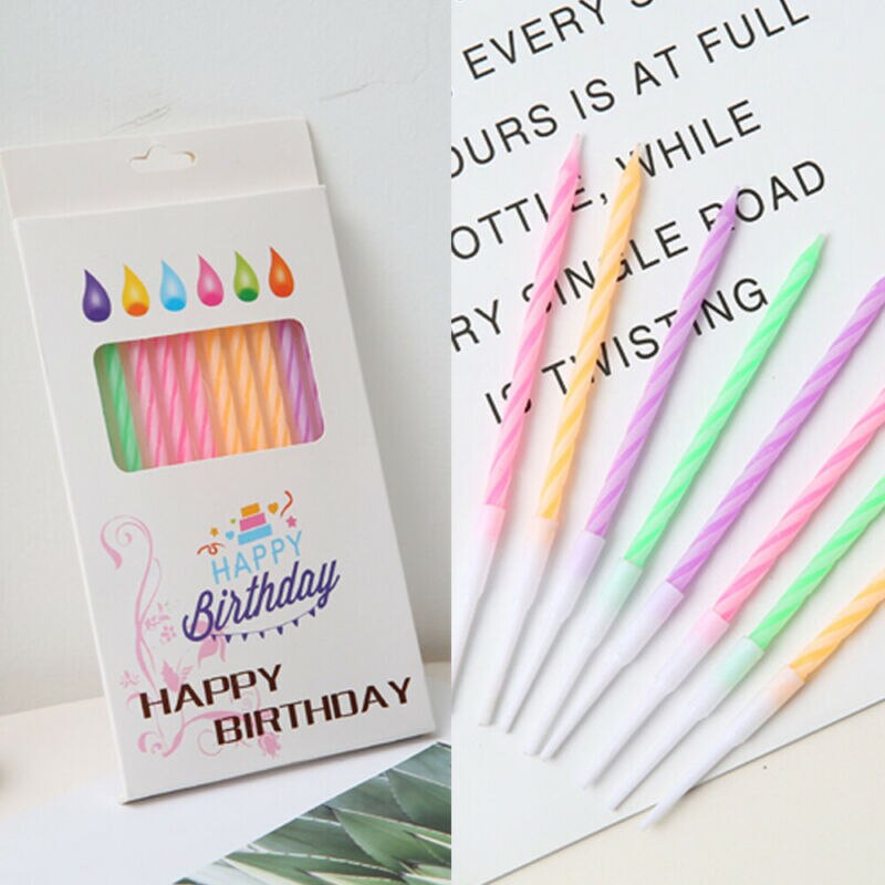 Bougies gâteau de mariage, 10 pièces/paquet, fournitures de fête d'anniversaire, flammes en sécurité, décoration de Dessert, bougie arc-en-ciel flamme colorée