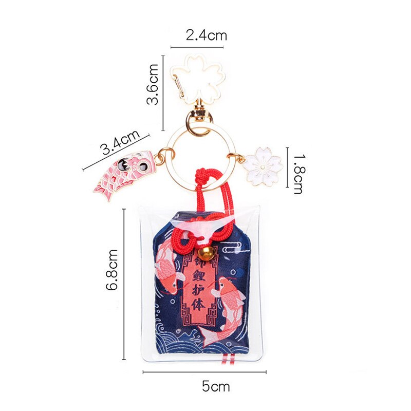 Japanese Culture Cherry Blossoms Pray Fortune Beauty Health Safe Wealth Bag Pendant Keychain Mascot Best Wish Family Friend