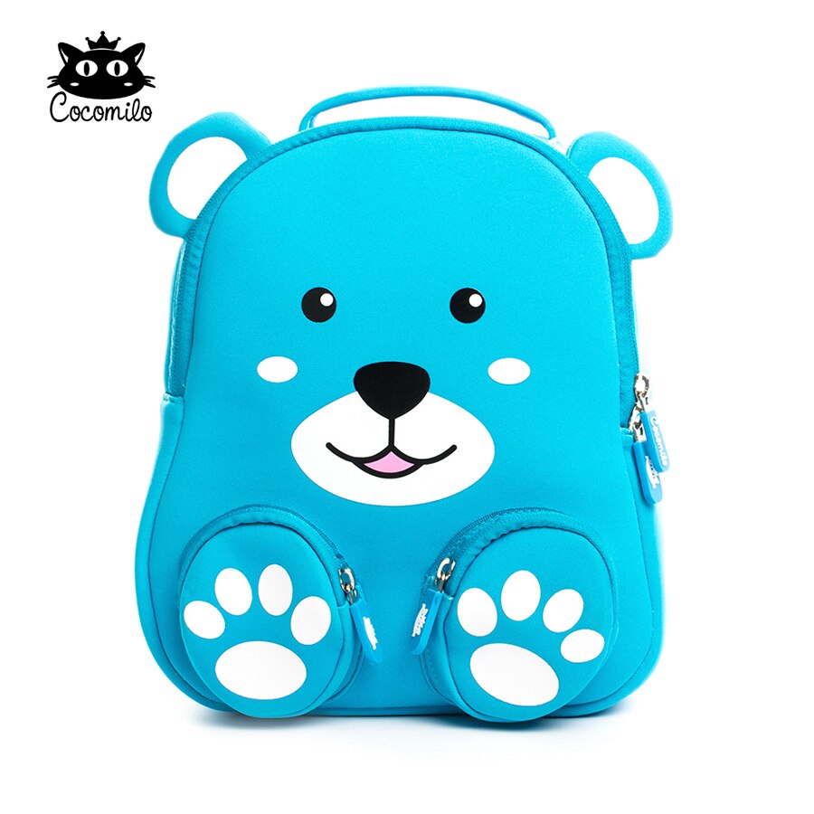 Cocomilo Little bear pattern Kids School Bag 3D Cartoon soft Backpack Cat Small Kindergarten Toddler Baby bag for kids 2-6 Years: blue bear