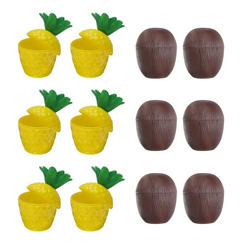Vasos de plástico reutilizables para bebida, vasos de piña y coco para Tropical hawaiana, decoraciones de cumpleaños y boda, 1 ud.