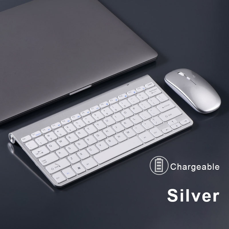 2.4G Draadloze Toetsenbord Muis Oplaadbare Usb Adapter Bluetooth Toetsenbord Met Muis Geruisloze Ergonomisch Toetsenbord Voor Pc Tablet