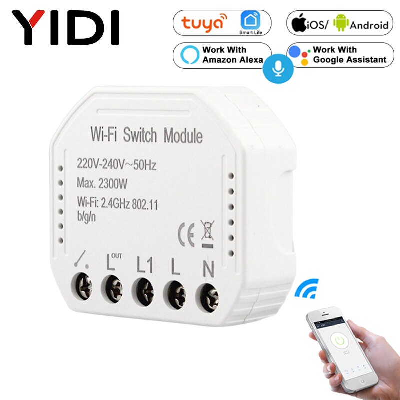 DIY WiFi Smart Light Switch Breaker Module, Smart Life Tuya APP Remote 1/2 Way Control Wall Switch, Alexa Echo Google Home