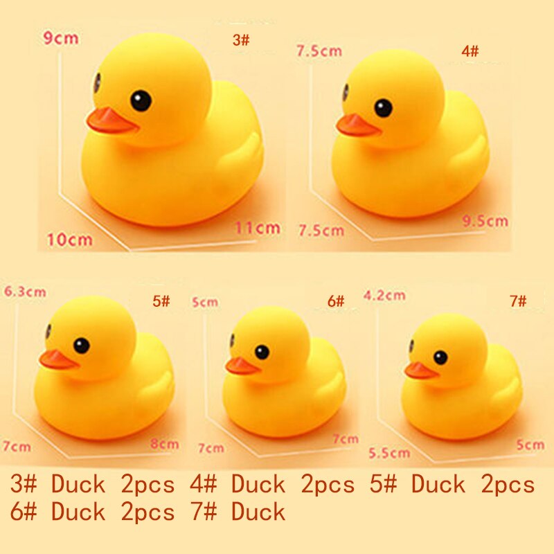 Small Animal Baby Bath Toy Water Squeeze Sounding Dabbling Soft Rubber Duck Kids Duckling Toys for Toddler 3 Years Shower Games: (3-7Duck) 2 for each