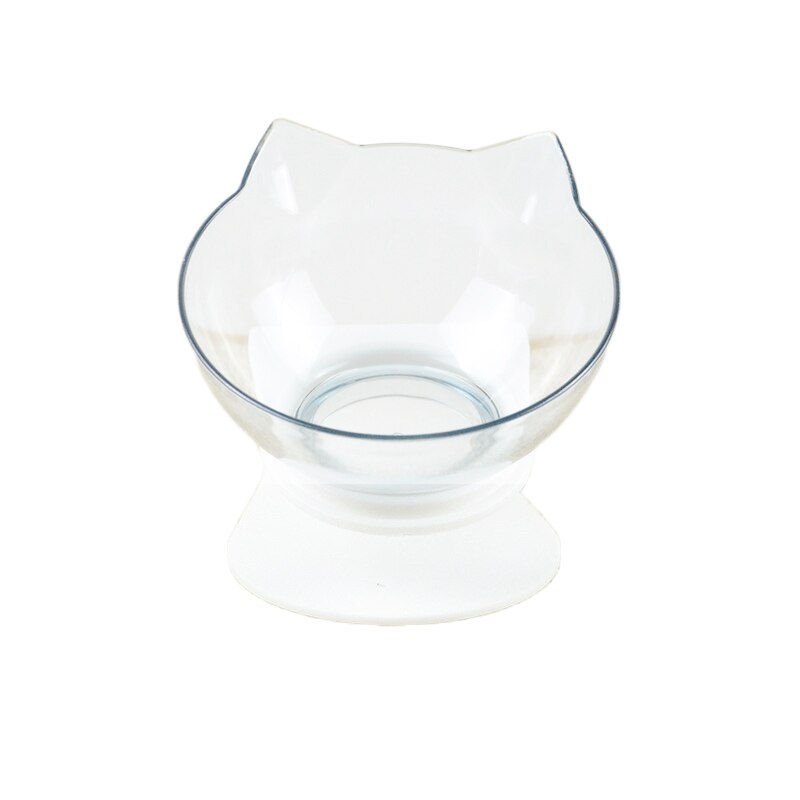 Non slip Double Cat Bowl with Raised Stand Pet Food Cat feeder Protect Cervical Vertebra Dog bowl Transparent Pet Products: Transparent single