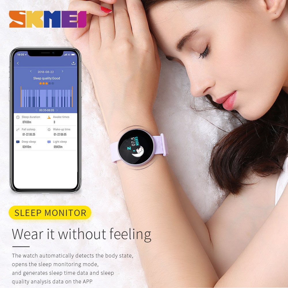 SKMEI Women's Smartwatch - Heart Rate & Period Tracker, Waterproof, PU Band, 450+ mAh Battery