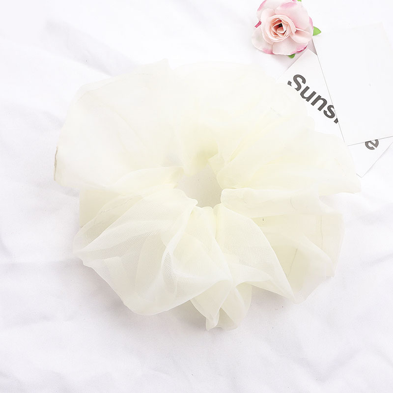 Scrunchies de malla de gran tamaño para mujer, cuerda romántica para el cabello rosa y azul, lazos para el cabello de Organza de tul transparente, accesorios para el cabello, banda para el cabello: Beige